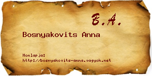 Bosnyakovits Anna névjegykártya